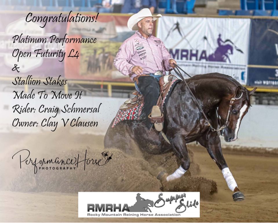 2023 Summer Slide Futurity Champion Made to Move It ridden by Craig Schmersal for owner Clay Clausen